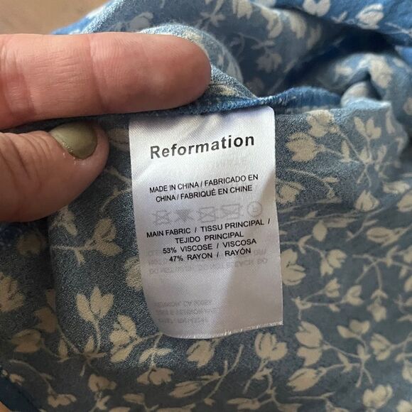 Reformation Marlowe Blue and White Floral Dress, size L - Picture 6 of 8
